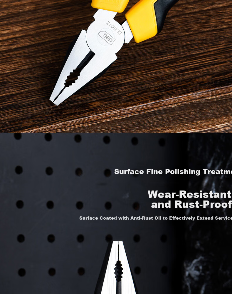 Deli Tool Chrome Vanadium Steel Pliers 8 Inch DL2008Z (New and Old Versions, Random Delivery) 5