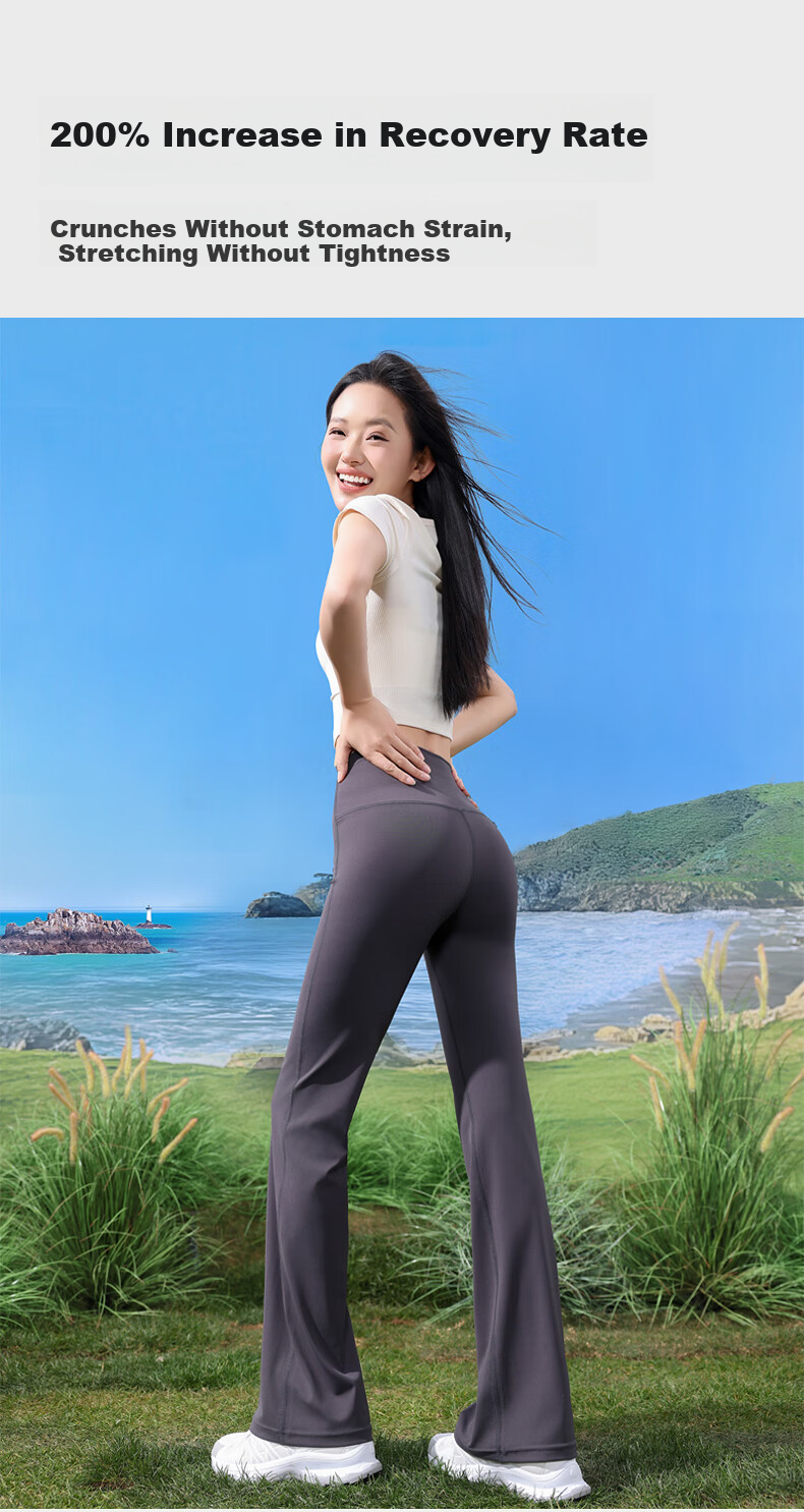 MiiOW Micro Flared Pants, 2026 Spring And Summer Women's New Style Flared Trousers, Tummy Control Leggings, Outer Wear Yoga Fitness Shark Pants, Sun Protection Pants 4