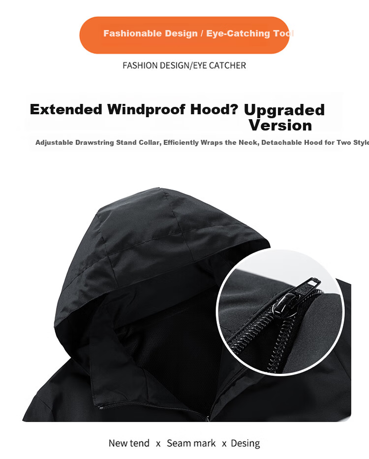 ROMON Men's Trendy Spring Hooded Jacket Youth Business Breathable Casual Business Jacket E29 Black M 4