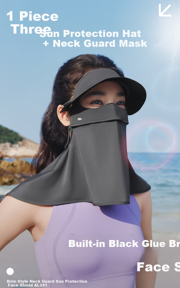 Beneunder Black Vinyl Full Face Sun Protection Mask UV Protection Bikini Extended Neck Sunshade Pink for Women 1