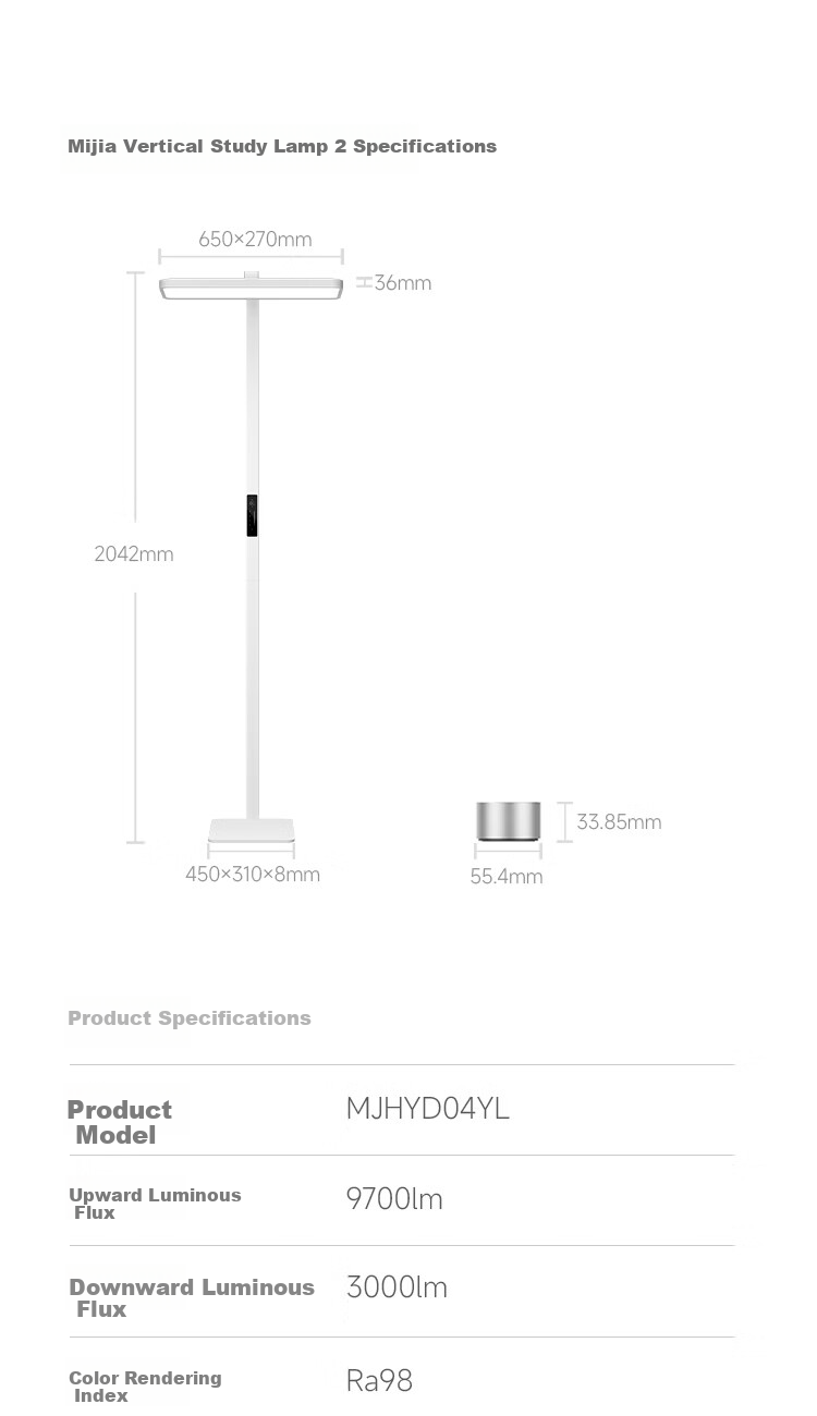 Mijia Xiaomi Vertical Study Lamp 2 Smart Eye Protection Floor Lamp Desk Lamp with Rotatable Lamp Head 23