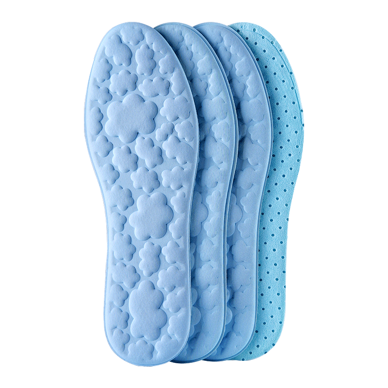 Footprint Tribe Men's Cooling Insoles Ice Silk Summer Barefoot Sweat-Absorbing Breathable Odor-Resistant Ultra-Soft [2 Pairs] Size 39-40