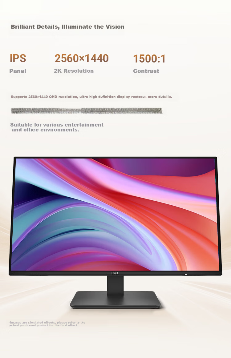 DELL 27-inch 2K 144Hz IPS Hardware Blue Light Filter FreeSync 99% sRGB Office Home Monitor Gaming E-sports Display SE2726D 2