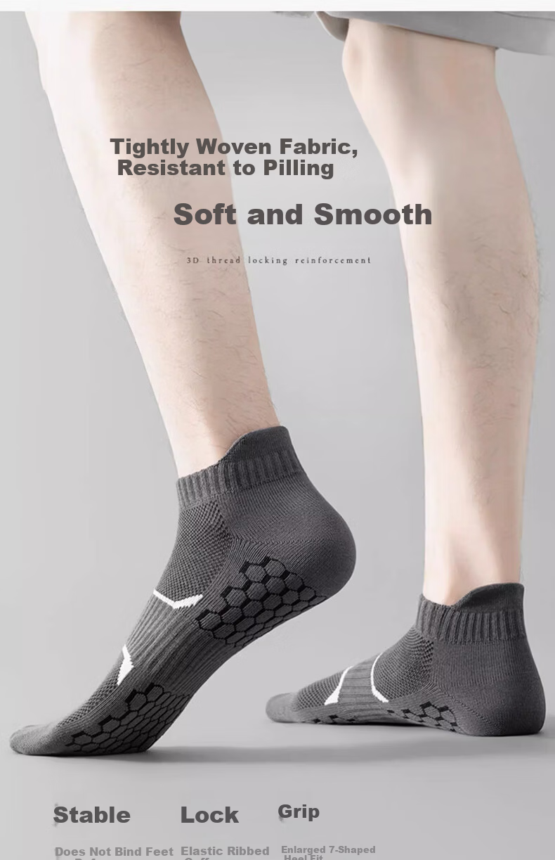 Yimian Men's Ankle Socks with Heel Tab, Xinjiang Cotton 10A, Antibacterial and Odor-Resistant, Massage Sole, Breathable Low-Cut Socks, Pack of 10 16