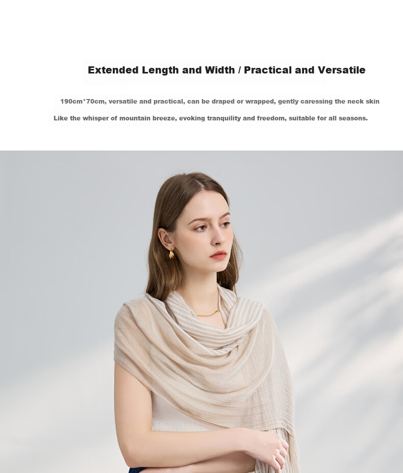ELLE [Gift Box Set] 100% Modal Silk Scarf Women's Spring Summer Shawl Wrap Gift for Mom Girlfriend 9