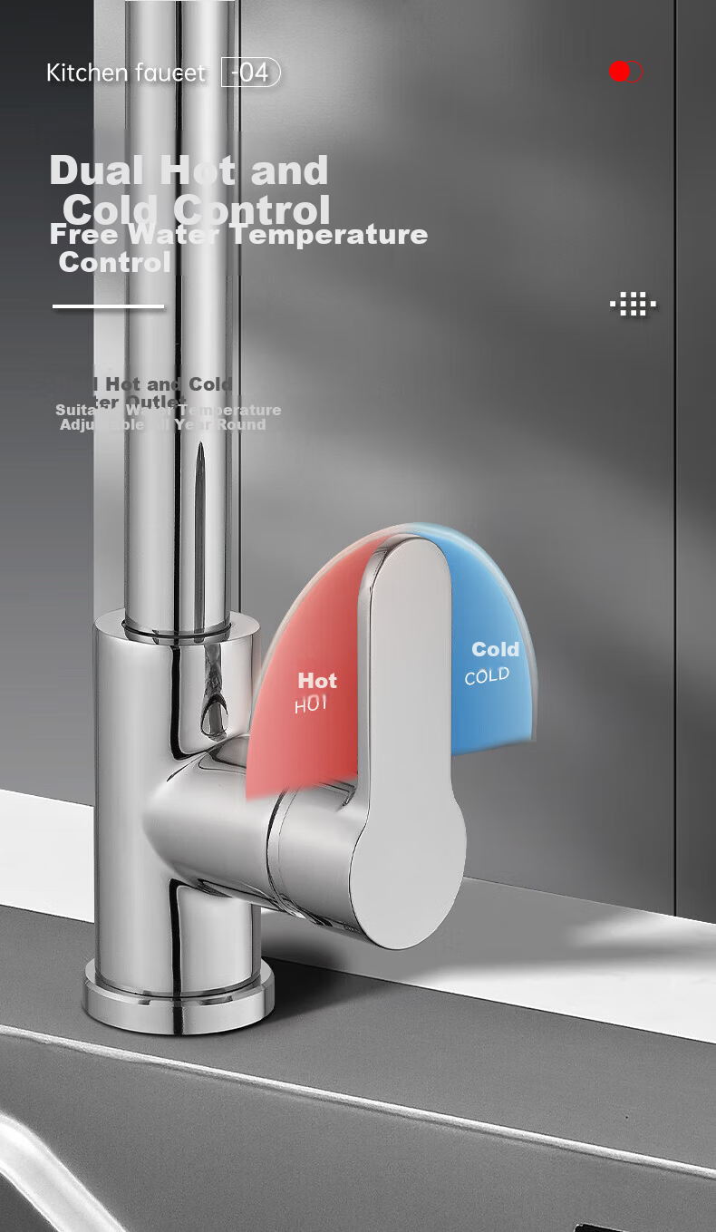 Baihan Kitchen Faucet Hot and Cold Two-in-One Stainless Steel High-Arc Kitchen Sink Faucet 6
