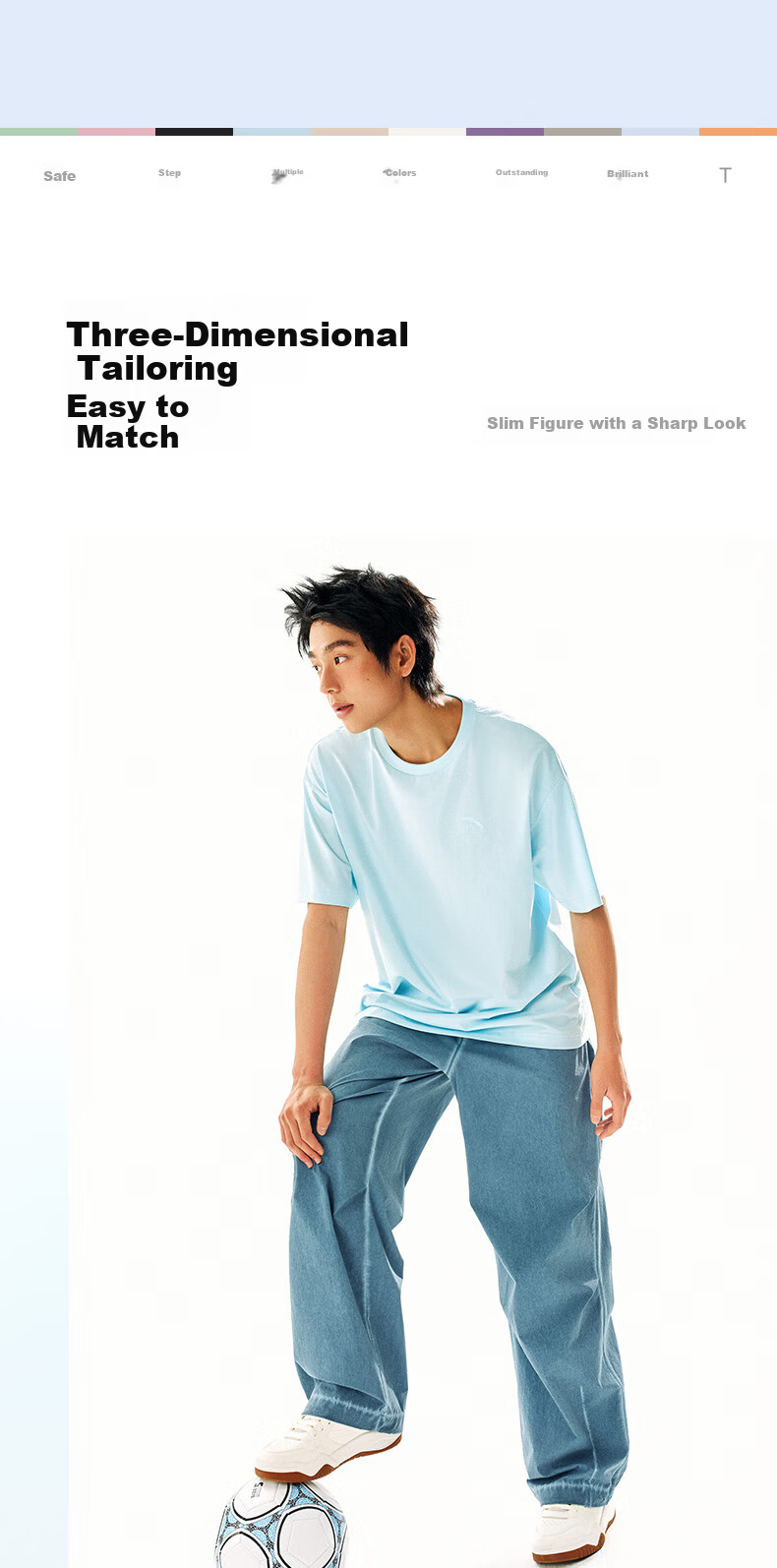 Anta Casual Short Sleeve T-Shirt Unisex Summer Simple Solid Color Crew Neck Sports Base Shirt Loose Fit Couple Top 13