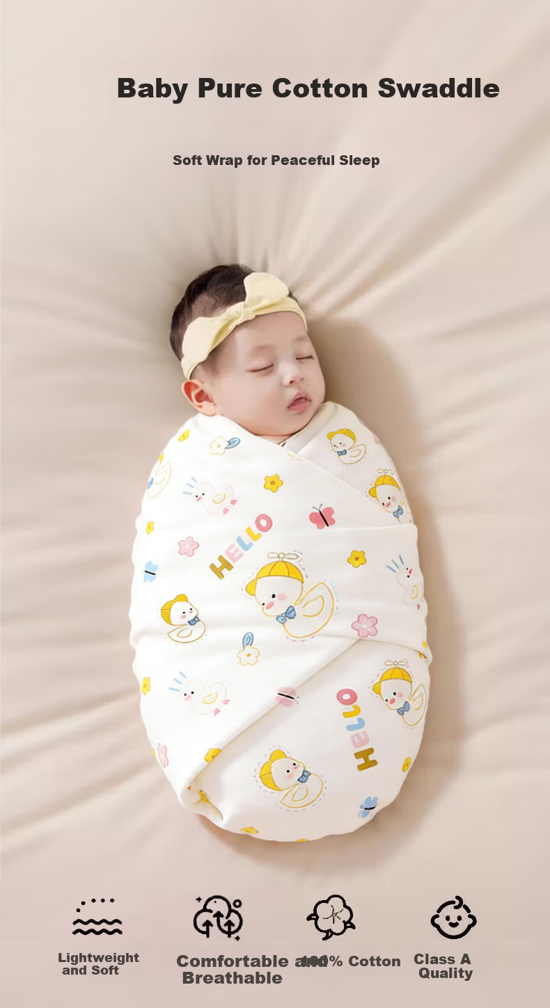 Ipoosi Baby Cotton Swaddle Blanket Wrap Sleep Sack Anti Startle Newborn Essentials 2-Pack 1