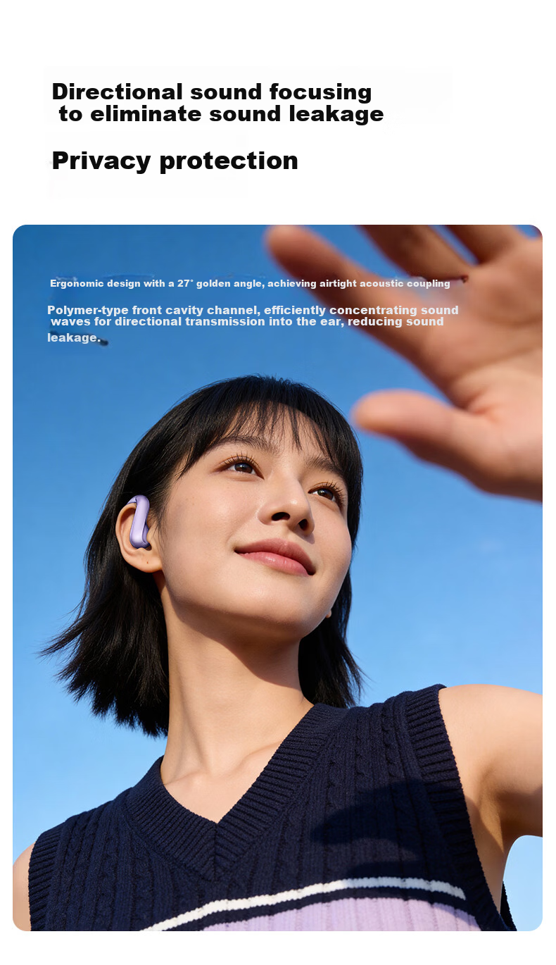 HP Open Ear S Sports Bluetooth Earphones Ear-Hook Running Waterproof Bone Conduction Long Battery Life Bluetooth 6.0 Gaming Music Android Apple Universal Night Black 7