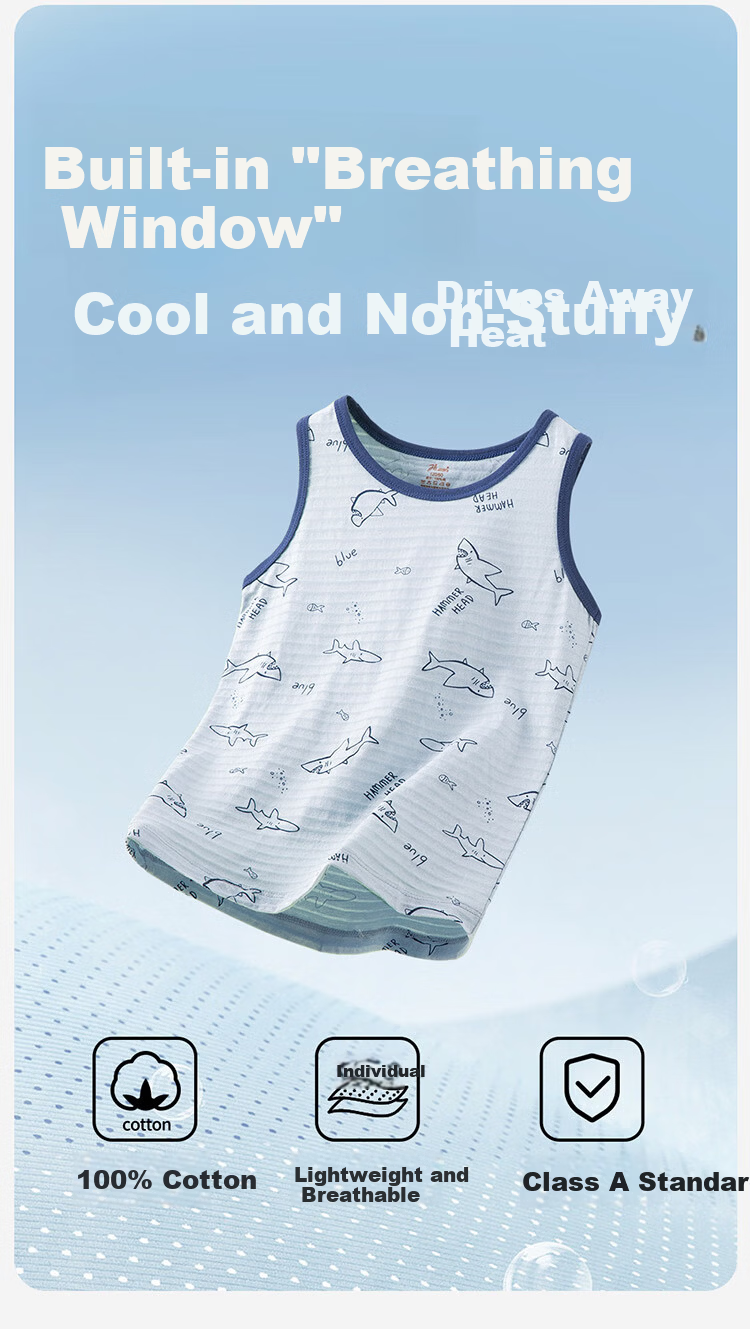 Dingguagua Kids Vest 3-Pack Cotton Striped Summer Breathable Thin Sleeveless Boys Base Shirt Set 1 Size 140 1