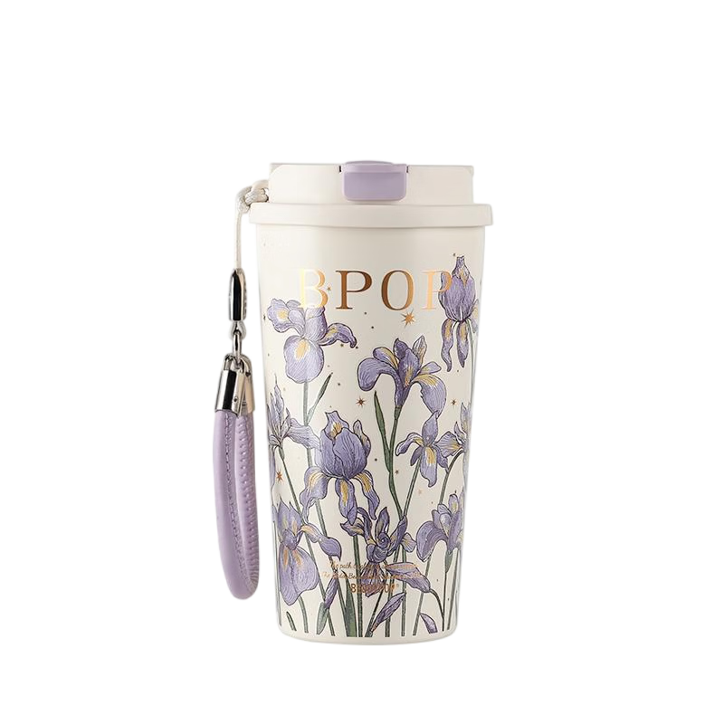 BEDDYBEAR Double-Drink Insulated Bottle with Straw Portable Coffee Cup High-Value Student Water Bottle 510ml Cloud Iris