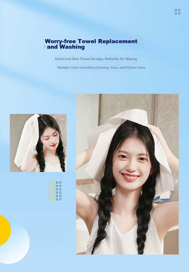 ITO Disposable Thickened Large Bath Towels 3 Pieces and 6 Face Towels Dry and Wet Dual-Use Outdoor Hotel Travel Set 8
