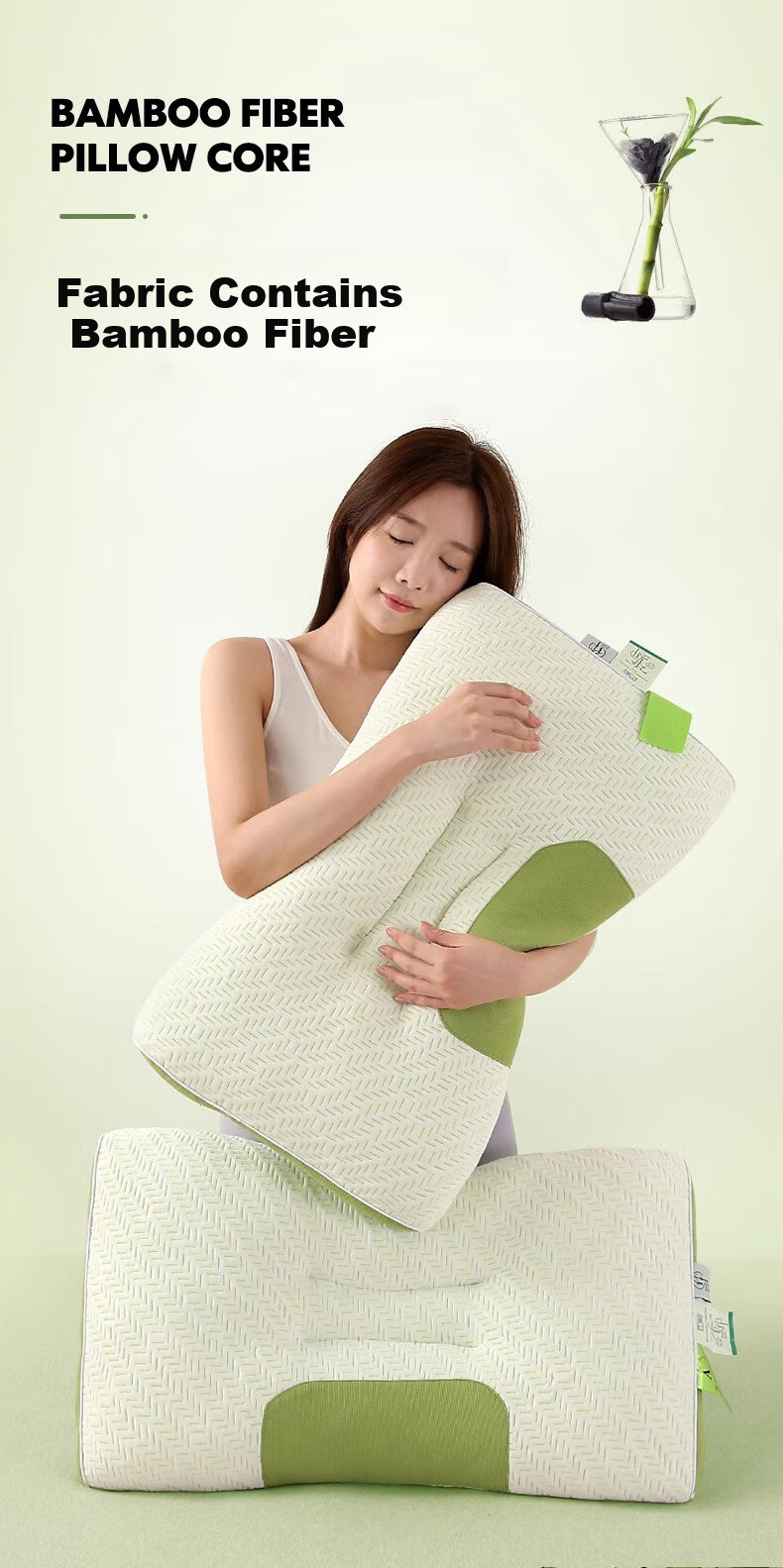 J.Sir Class A Baby-Grade Pillow High Pillow Core Deep Sleep Non-Collapsing Non-Deforming Bamboo Fiber Neck Support for Hotel and Home Use 4