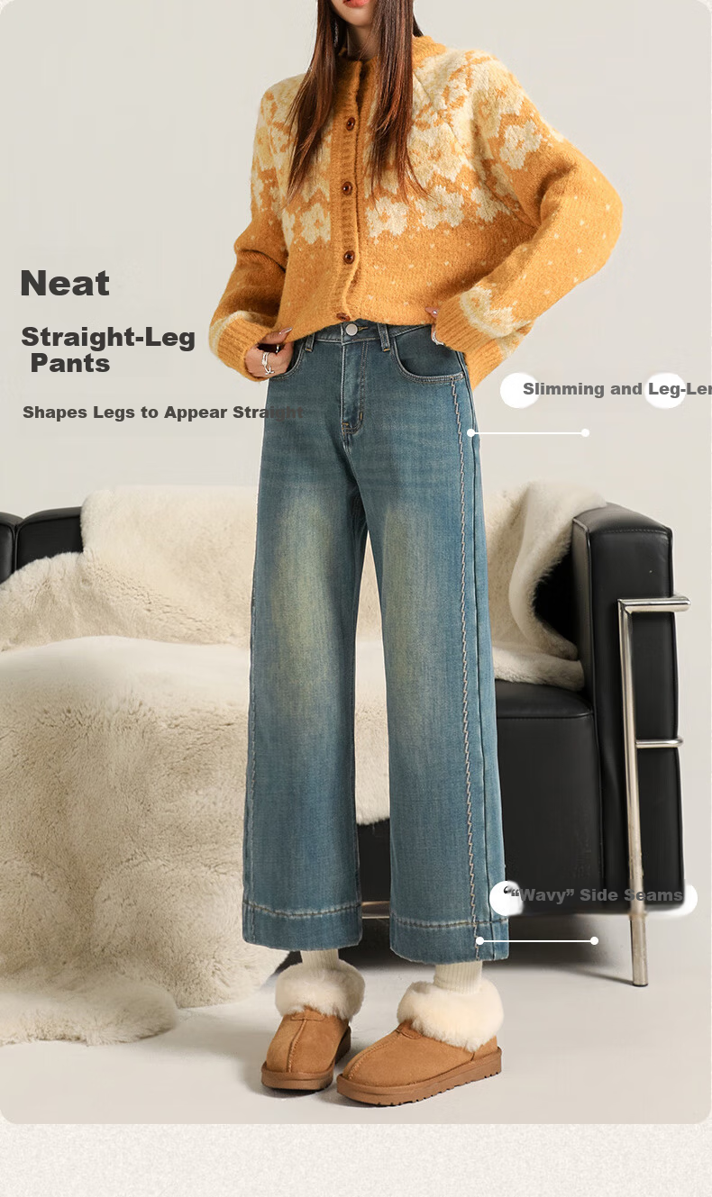 Langsha Women's 9/10 Length High-Waist Stretch Straight-Leg Loose Fit Wide-Leg Jeans Spring Summer New Style 7