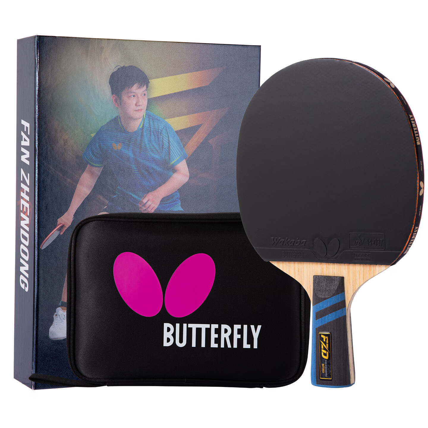 BUTTERFLY Butterfly Fan Zhendong Table Tennis Racket Penhold Double-Sided Sponge Carbon Fiber Offensive Blade with Cover