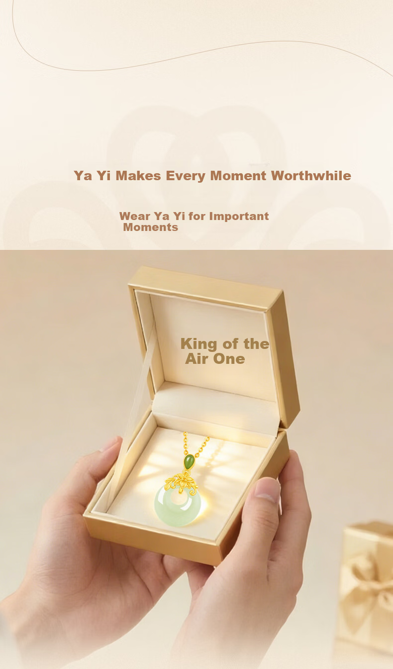 Yayi [Laomiao Gold] Peace Buckle Necklace for Women, Silver Hetian Jade, Practical Birthday And Mother's Day Gift for Wife Or Mother 4
