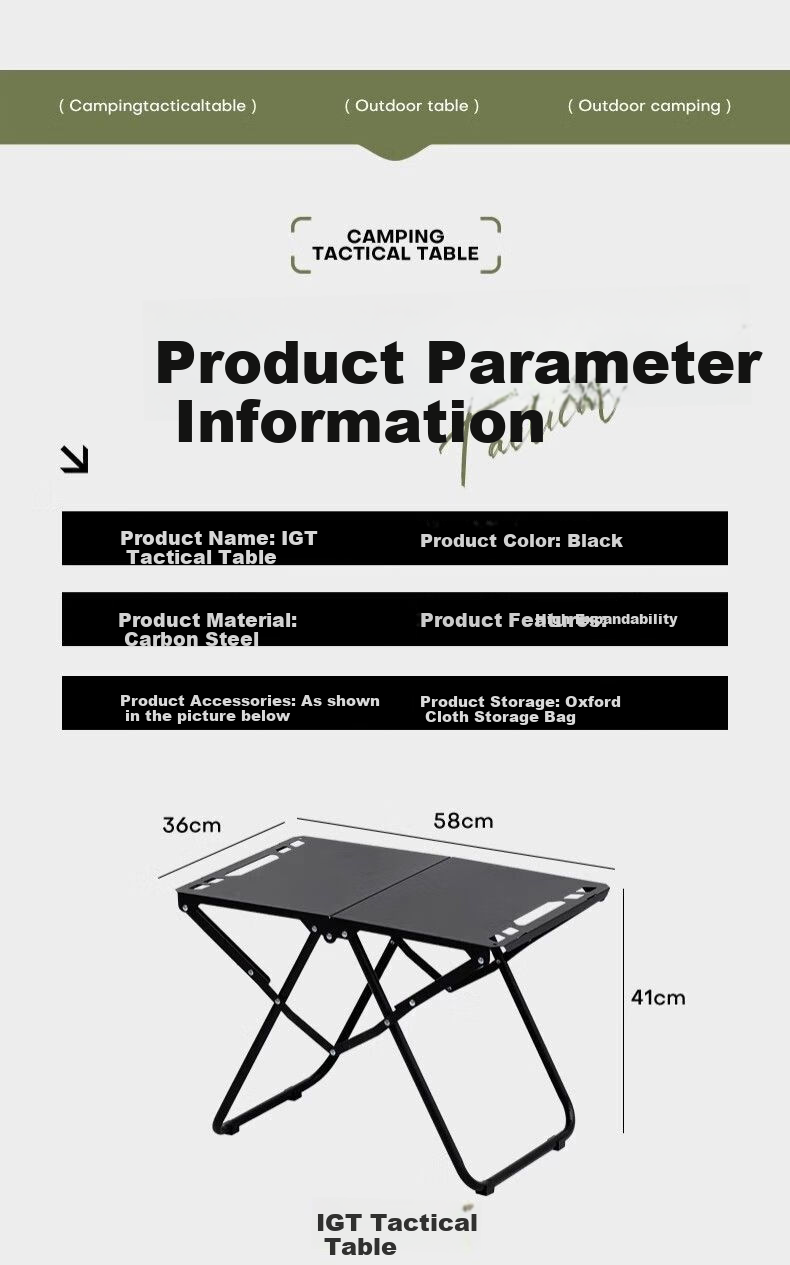 Hakkai Bird Outdoor Folding Table Portable High-End IGT Camping Shadow Tactical Multifunctional Picnic Table Quick-Open Small Tea Table 24
