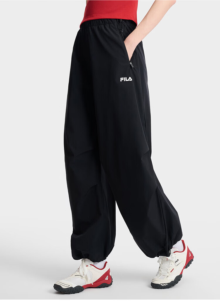 FILA Women's Woven Long Pants 2026 Summer Casual Loose Cool Sun-Protective Straight-Leg Trousers [Han So-hee Style] 35