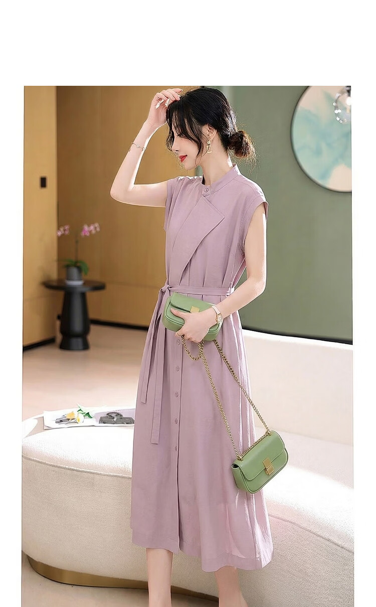 Demana UPF50+ Summer Sun Protection Quick-Dry Sorona Stand Collar Flowy Loose Slimming Women's Dress 14