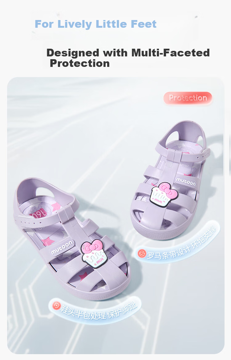 Mutong Kids Summer Comfortable Casual Boys Beach Sandals Soft Sole Roman Style Closed Toe Water Shoes Girls Taro Purple 155 6