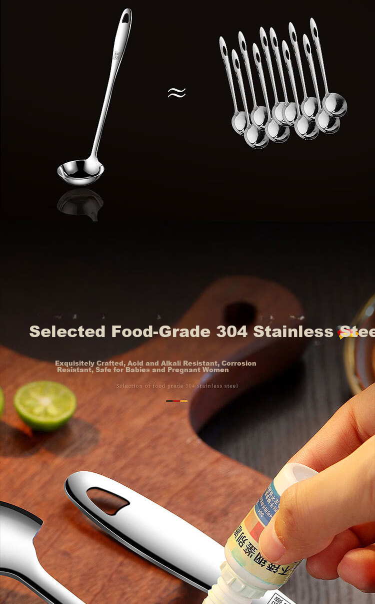 Jingmao 304 Stainless Steel Soup Spoon and Hot Pot Skimmer Two-Piece Set Household Food-Grade Long Handle Ladle Porridge Strainer Mesh 3