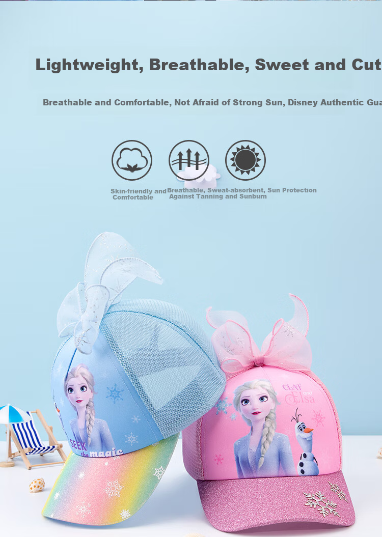 Disney Kids Girls Summer Mesh Baseball Cap Sun Protection Frozen Pink DSP60008 54cm 2