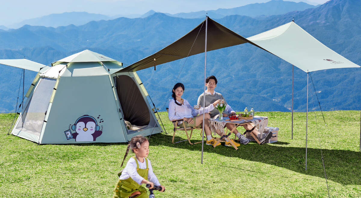 Camel Hug Goose Hexagonal Blackout Tent Portable Foldable Outdoor Camping Kids Picnic Gear 4012 Pearl White 5