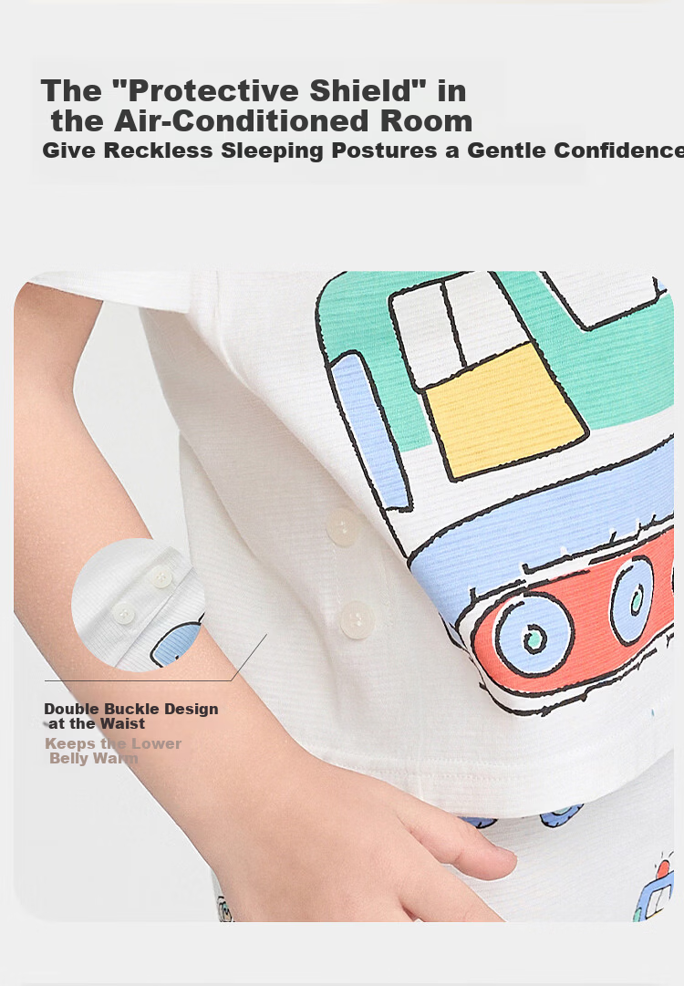 Balabala Baby Summer Pajama Set Air-Conditioned Clothing Anti-Cold Children's Homewear Toddler Short Sleeve Cotton Set 4