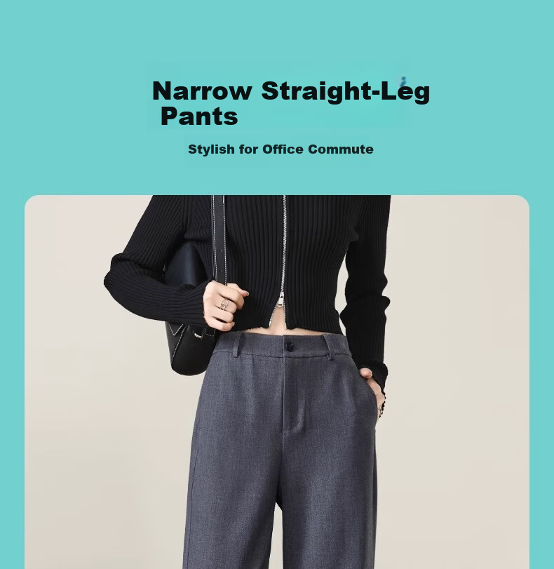 Langsha Women's Straight-Leg TR Twill Suit Pants High-Waist Draped Trousers Narrow and Wide-Leg Casual Pants Spring Autumn Workwear 1