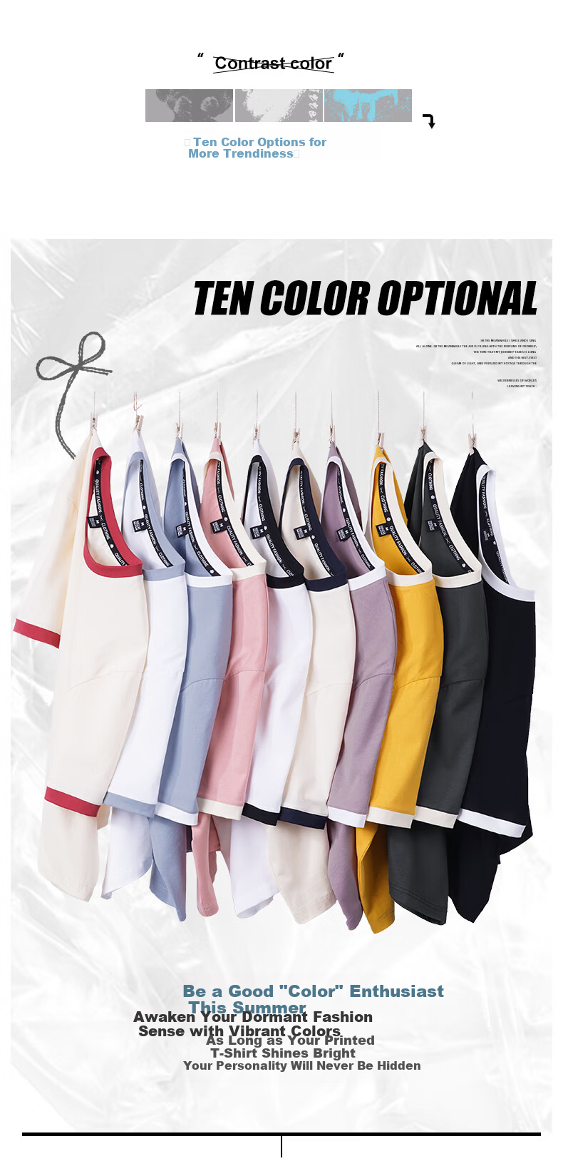 Jeanswest Women's Short Sleeve T-Shirt 2025 Summer New Casual Dopamine Trendy Colorblock Cotton Tee 2