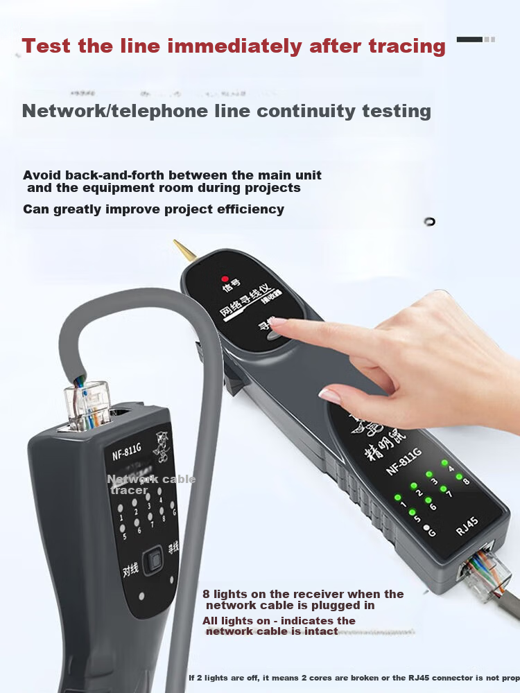 Smart Mouse NF-811G Network Cable Tester Telephone Line Tracker 60V Voltage Resistant Anti-Burn Cable Fault Locator 1