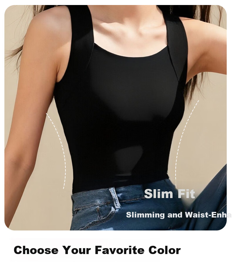 GUJIN Seamless Thermal Vest for Women with Chest Pad, Bra-Free Autumn Winter Integrated Base Layer Underwear 12