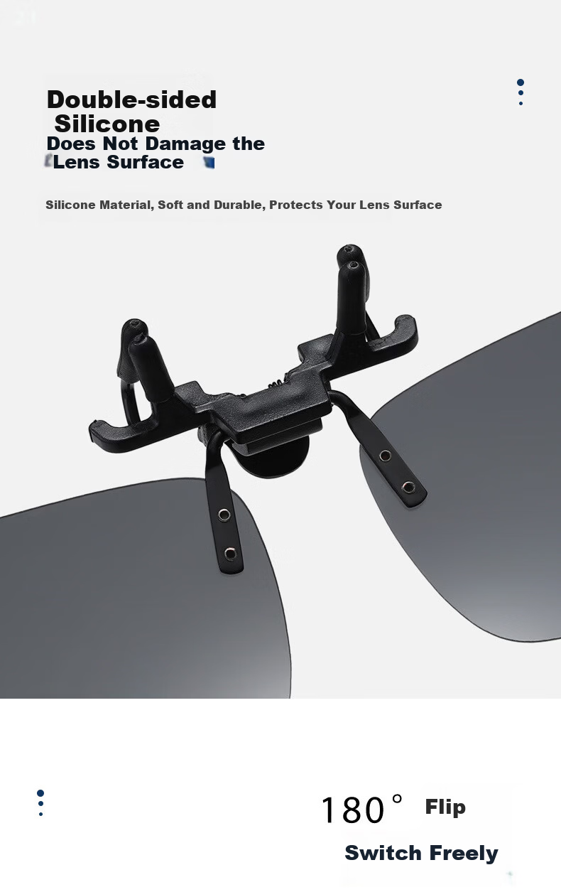 Liangshihui Polarized Clip-On Sunglasses Photochromic Clip-On Ultra-Light Clip-On for Prescription Glasses Round 7