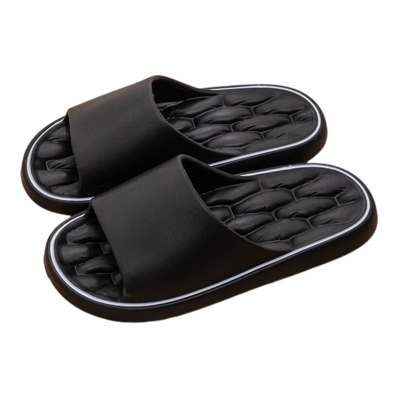 Zhiying Men's and Women's Home Shower Soft Sole Bathroom Couple Non-slip Silent Slippers Black 40-41