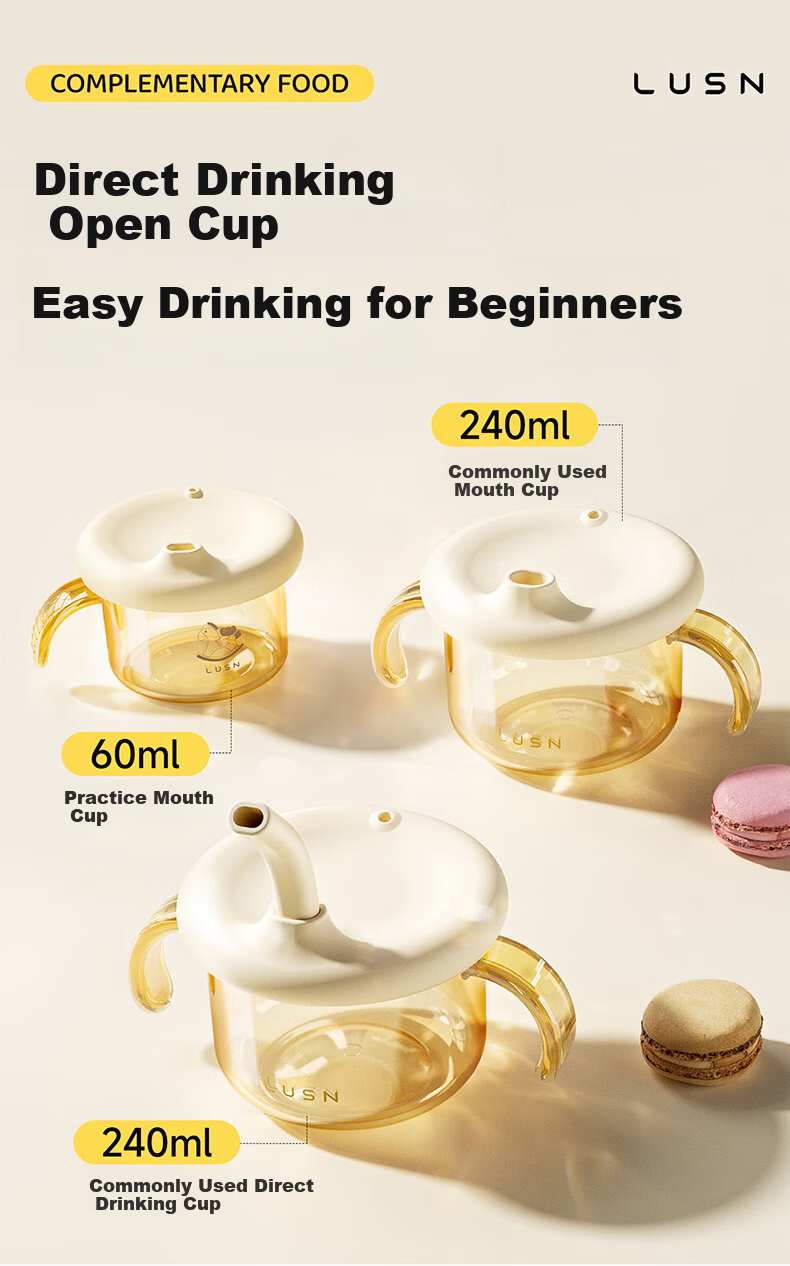 LUSN Slanted Cup PPSU Baby Water Bottle Slanted Cup Children's Training Cup Direct Drinking Cup Open Cup for Milk Drinking 1 Year 2 Years 1