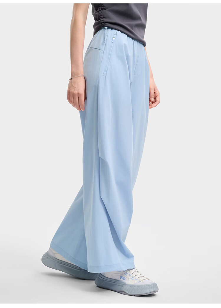 FILA Women's Woven Long Pants 2026 Summer Casual Loose Cool Sun-Protective Straight-Leg Trousers [Han So-hee Style] 53