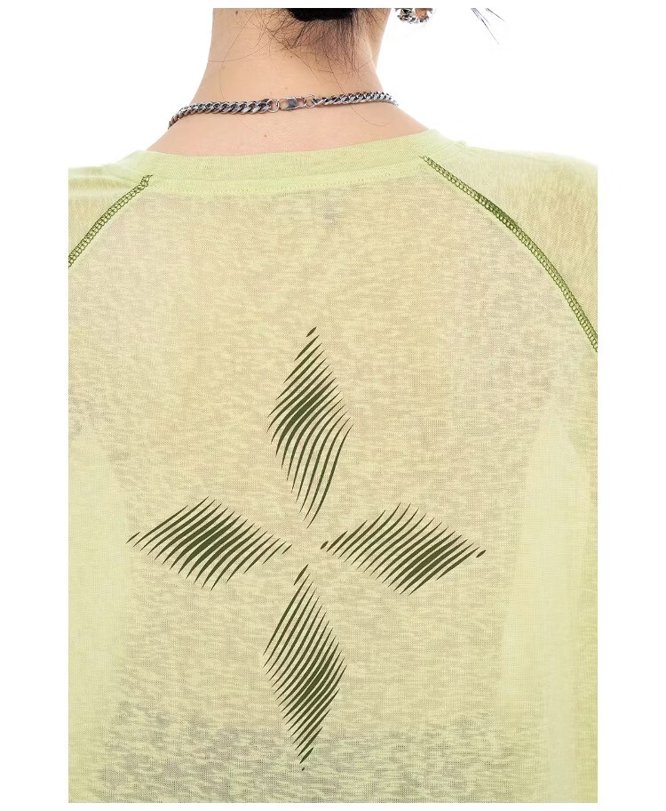ICH MODE Lyocell Cross-Print Long-Sleeve T-Shirt, Physical Sun Protection Cover-Up for Women, Summer Hasselblad Online Top, White, Size S 7