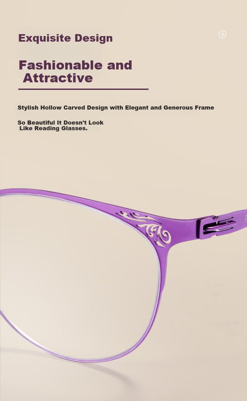 Sunset Red Women's Reading Glasses HD Blue Light Blocking Elegant Fashion Middle-aged and Elderly Presbyopic Glasses AX5331 250 Degree 7