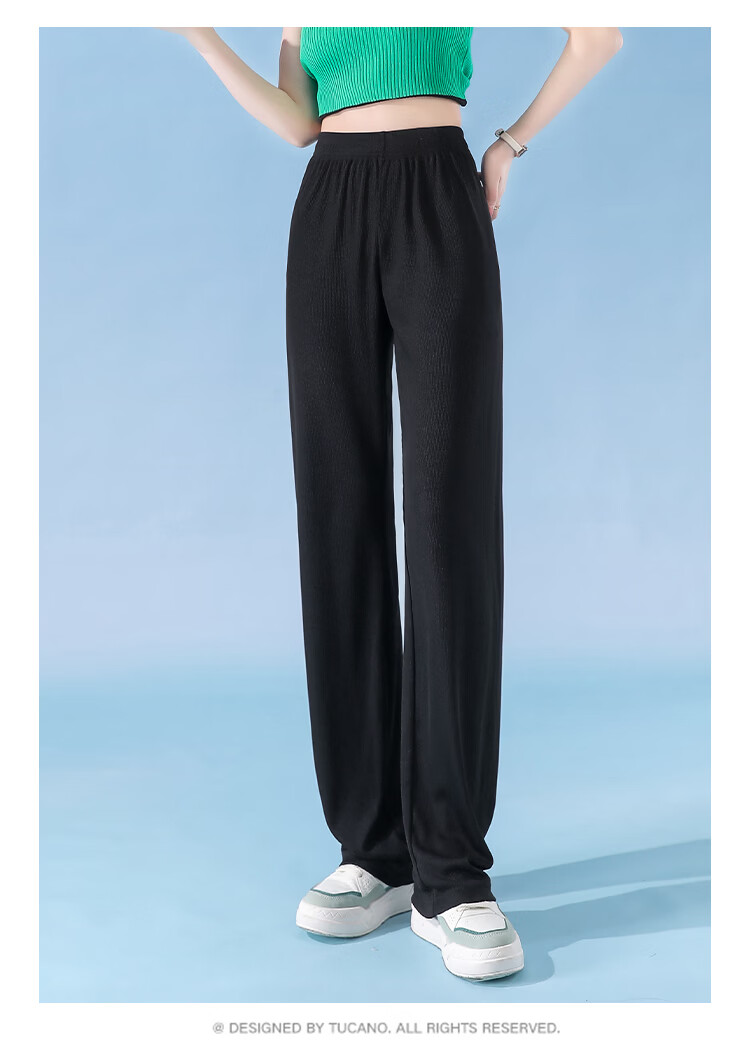 TUCANO Women's Casual Ice Cool Quick-Dry Lightweight Breathable High-Waist Slimming Straight-Leg Pants Blue L 9