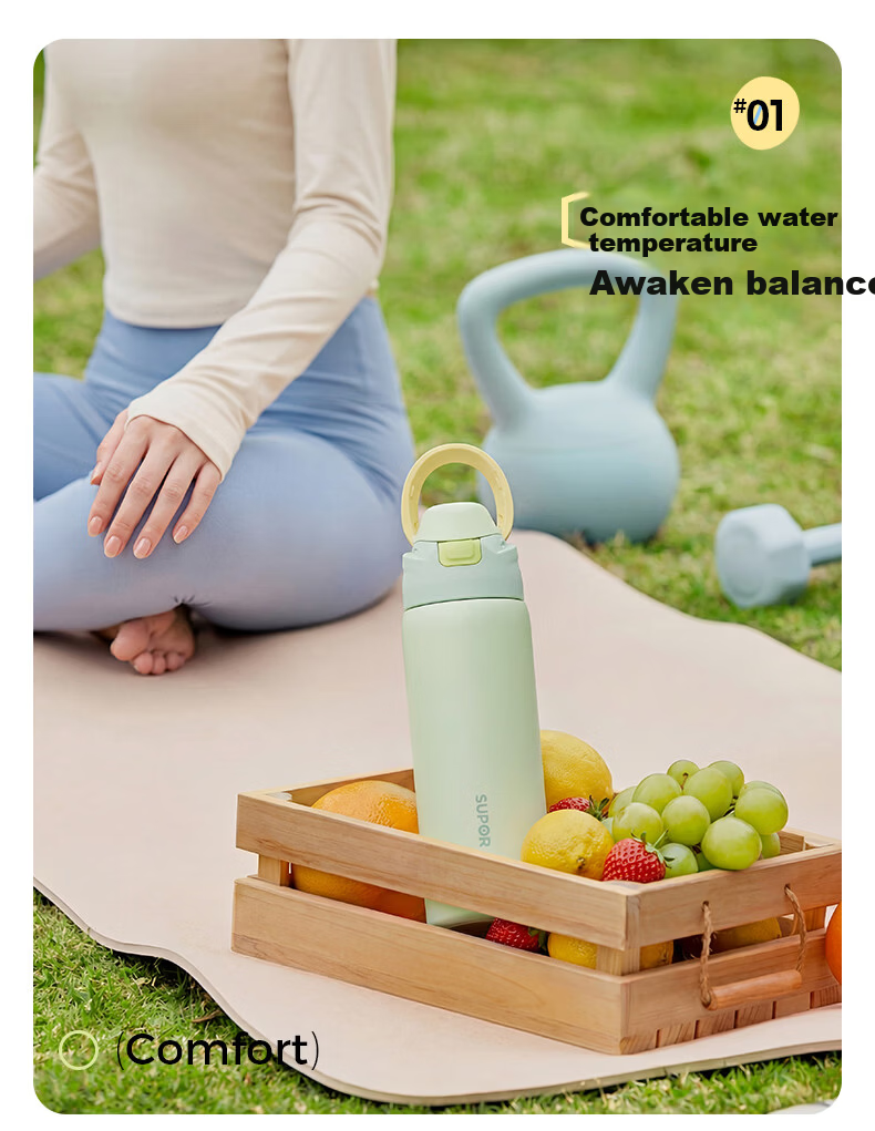 SUPOR Large Capacity 316L Stainless Steel Insulated Water Bottle Portable Straw Cup for Students 12