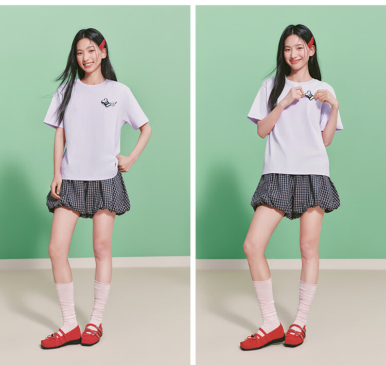 Semir BB Collaboration 100% Cotton Women's Short Sleeve T-Shirt 2026 Summer Breathable Loose Fit Crew Neck Top 109326100021 32