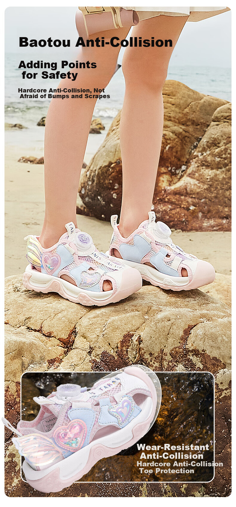 Tailannis Children's Summer Sandals Girls Non-slip Anti-collision Princess Breathable Sports Creek Shoes Pink/Blue Size 29 6