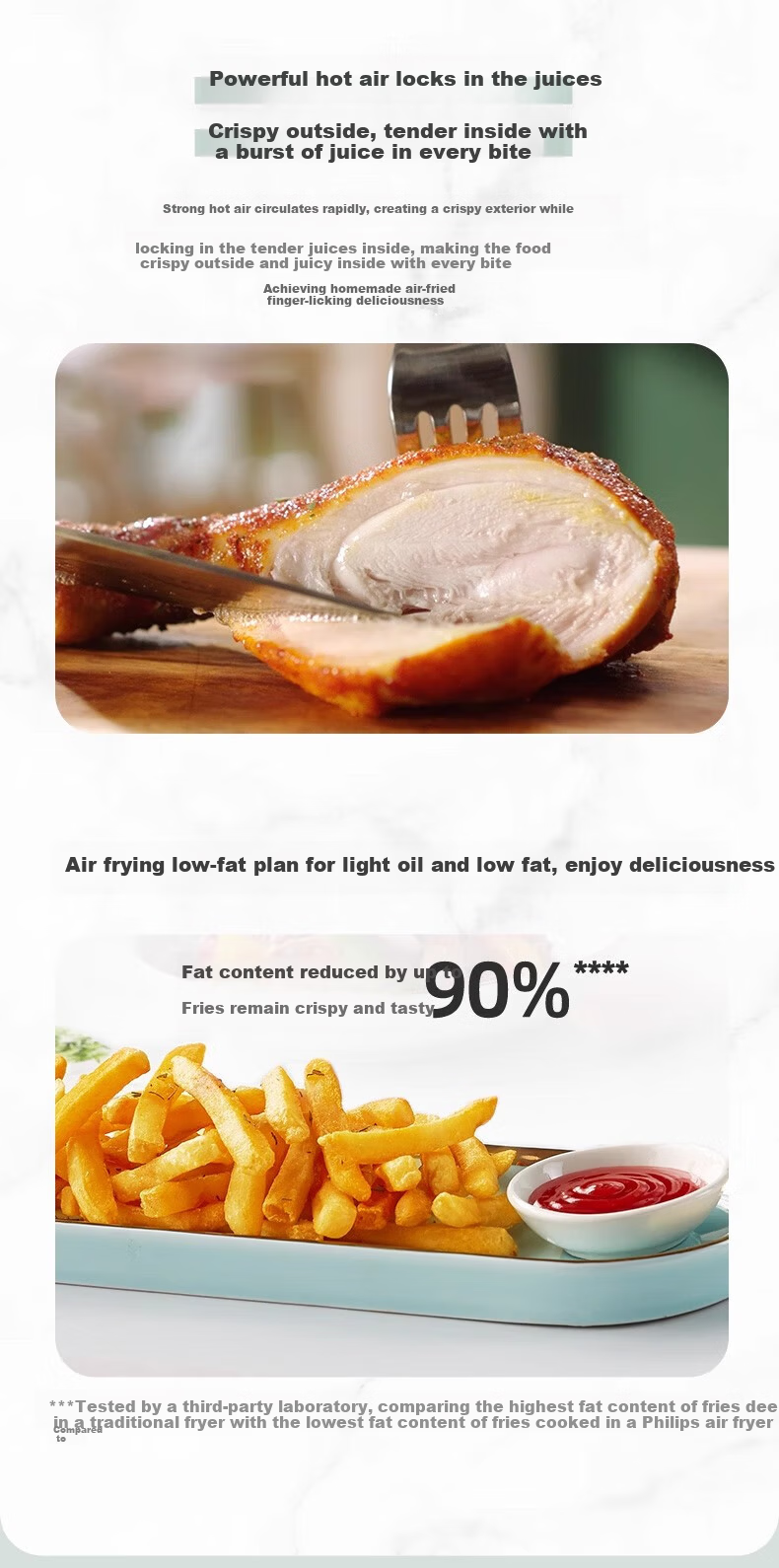 PHILIPS Air Fryer Home Use 4.1L Large Capacity Smart Touch Flip-Free HD9252/81 Black 9