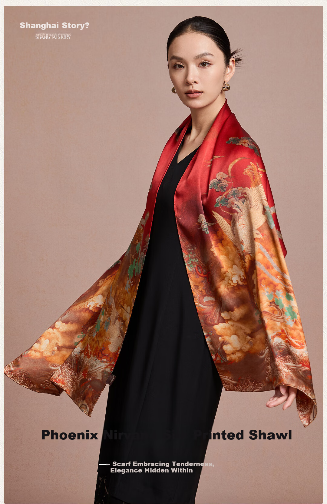 Shanghai Story [Counter Same Style] New 100% Mulberry Silk Scarf Shawl Gift for Mom Mother's Day Birthday 1