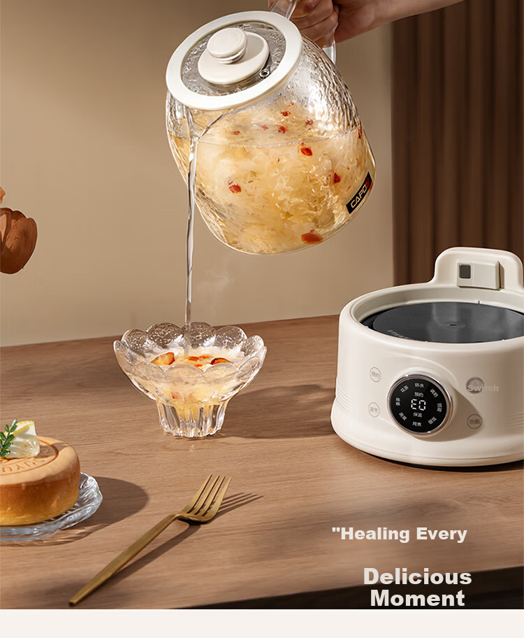 CAPOSI German Full Glass Health Pot Fully Automatic Constant Temperature Kettle Office Multifunctional Flower Tea Kettle Tea Cooker Stewing Integrated Auto Power-Off Electric Kettle New Model [Stewing 21