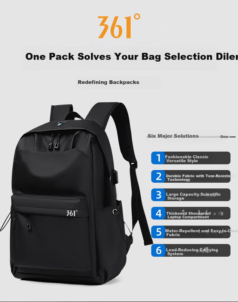 361° Men's Backpack 2025 New Lightweight Business Travel Large Capacity College Laptop Bag 2