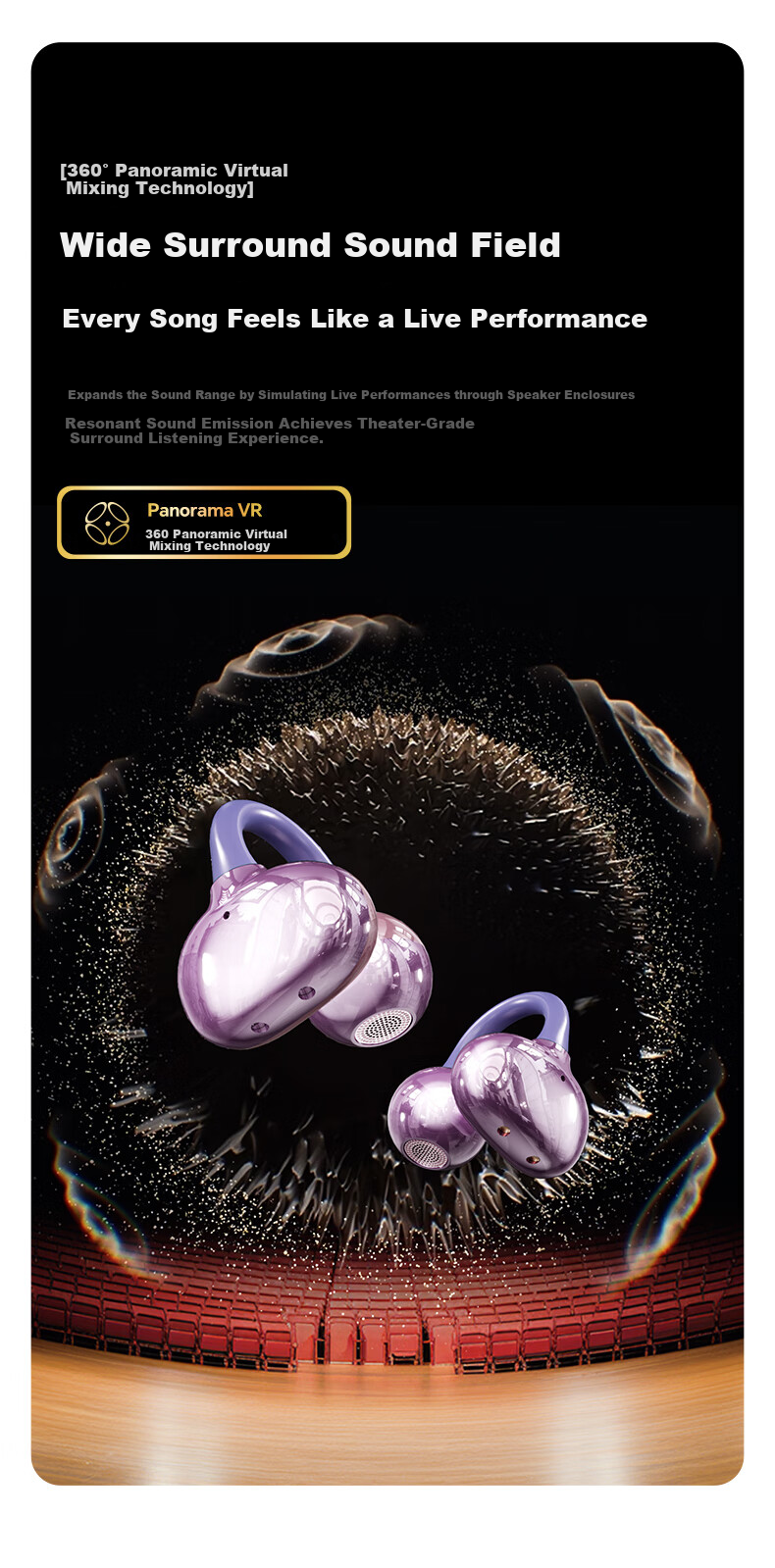 Touris [Over 1 Million Sold Online] AI Bluetooth Ear Clip Earphones Berlin Sound-Level Bone Conduction Wireless Open-Style Running Sports Noise-Cancelling Ear-Hook Red 3