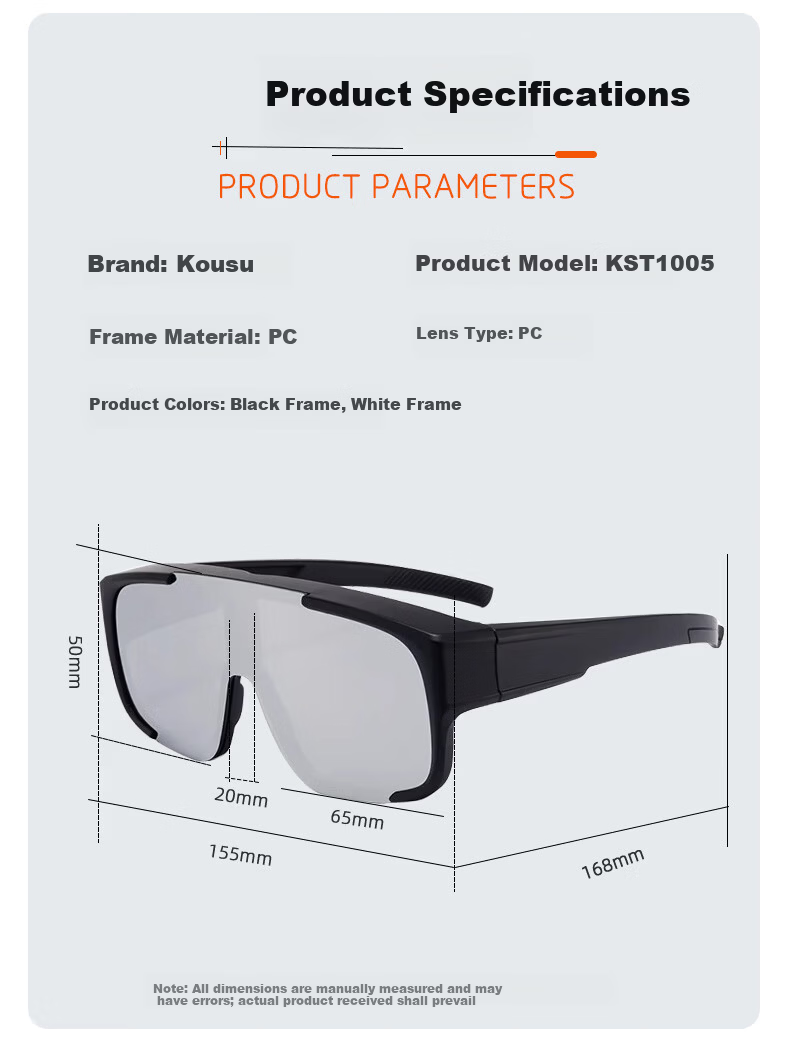 Kosu Myopia Clip-On Cycling Glasses Men's Mountaineering Sports Windproof UV Protection Goggles Sunglasses 10