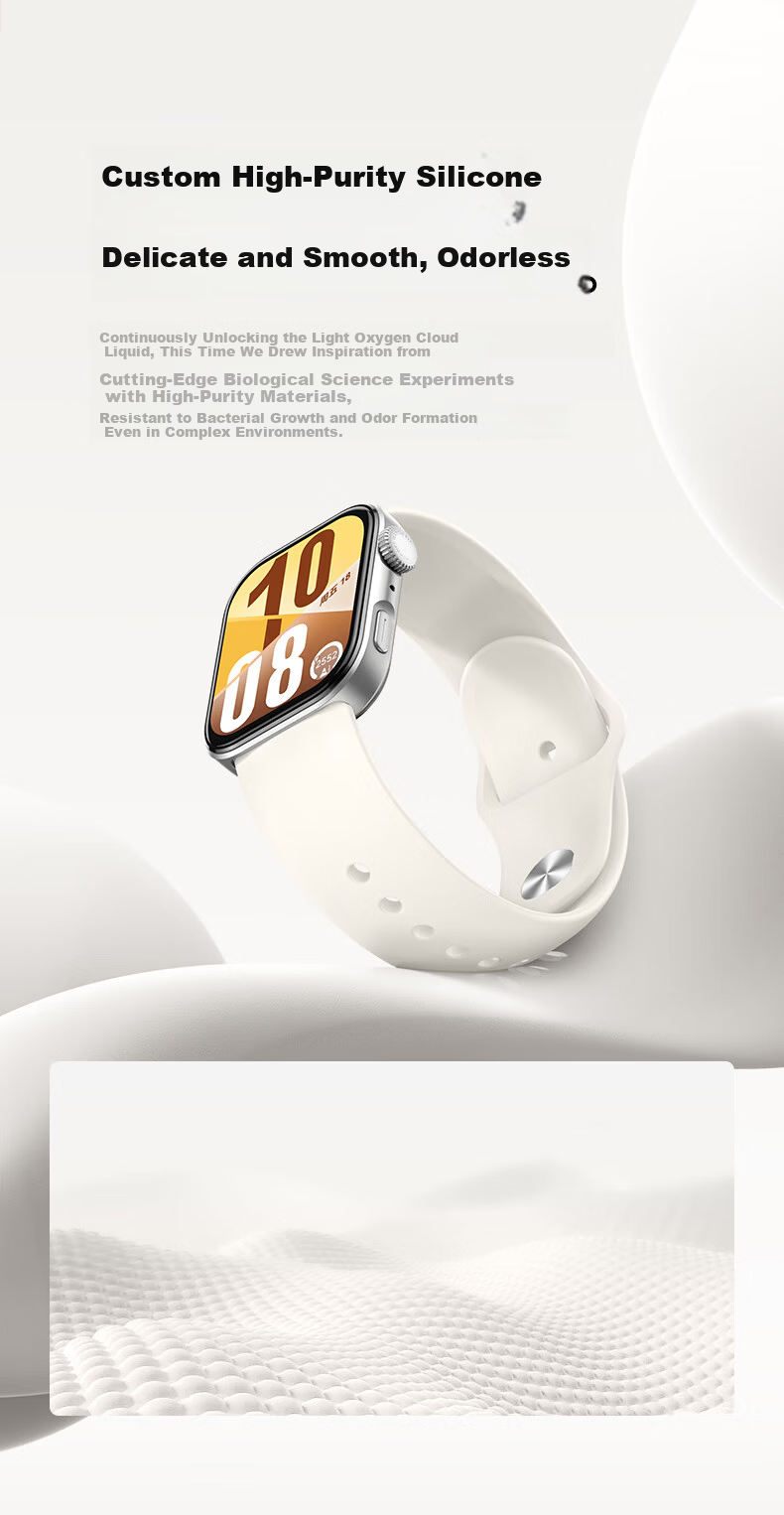 W&P Huawei Fit5 Sport Silicone Watch Band for Huawei Watch Fit5/4/3/4Pro 2025 New Breathable Liquid Silicone Pin Buckle Strap - Dynamic White 6