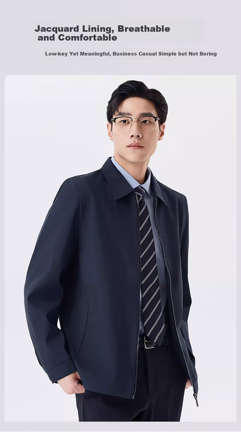 Woodpecker [Wear-Resistant and Water-Repellent] Men's Summer Jacket, Middle-Aged Dad Style, Casual Lapel Jacket, Black XL 6